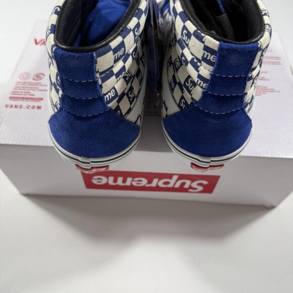 New Vans Supreme Checkers Sk8-Hi Reissue Pro Shoes Mens Size 11.5 Blue White